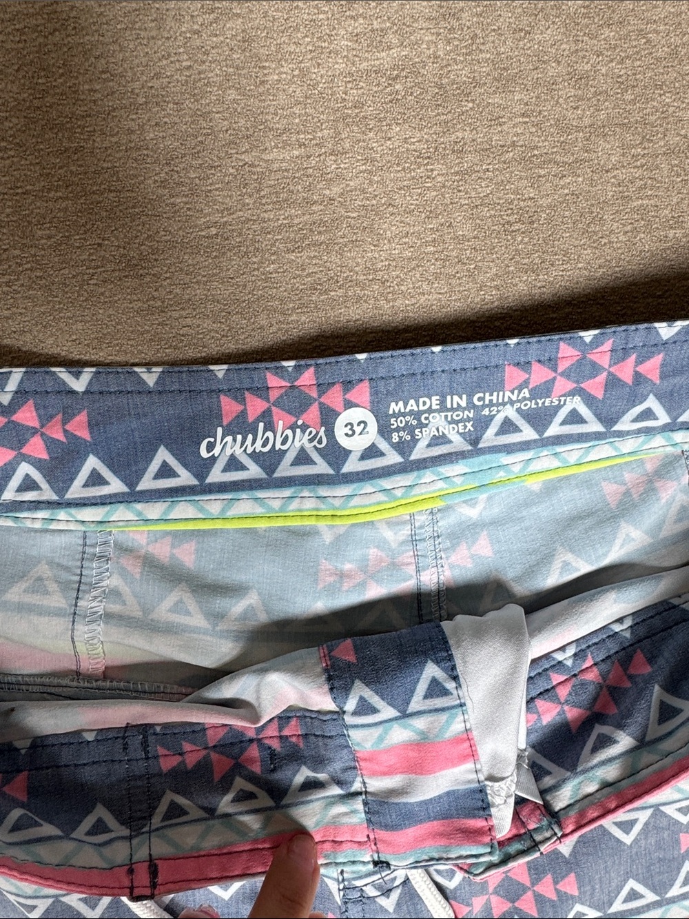 chubbies Aztec Swim Shorts in Blue, Pink, Neon Yellow - Picture 2 of 11